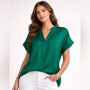 Rachel Rachel Roy Emerald Green V-Neck Blouse – Size XS